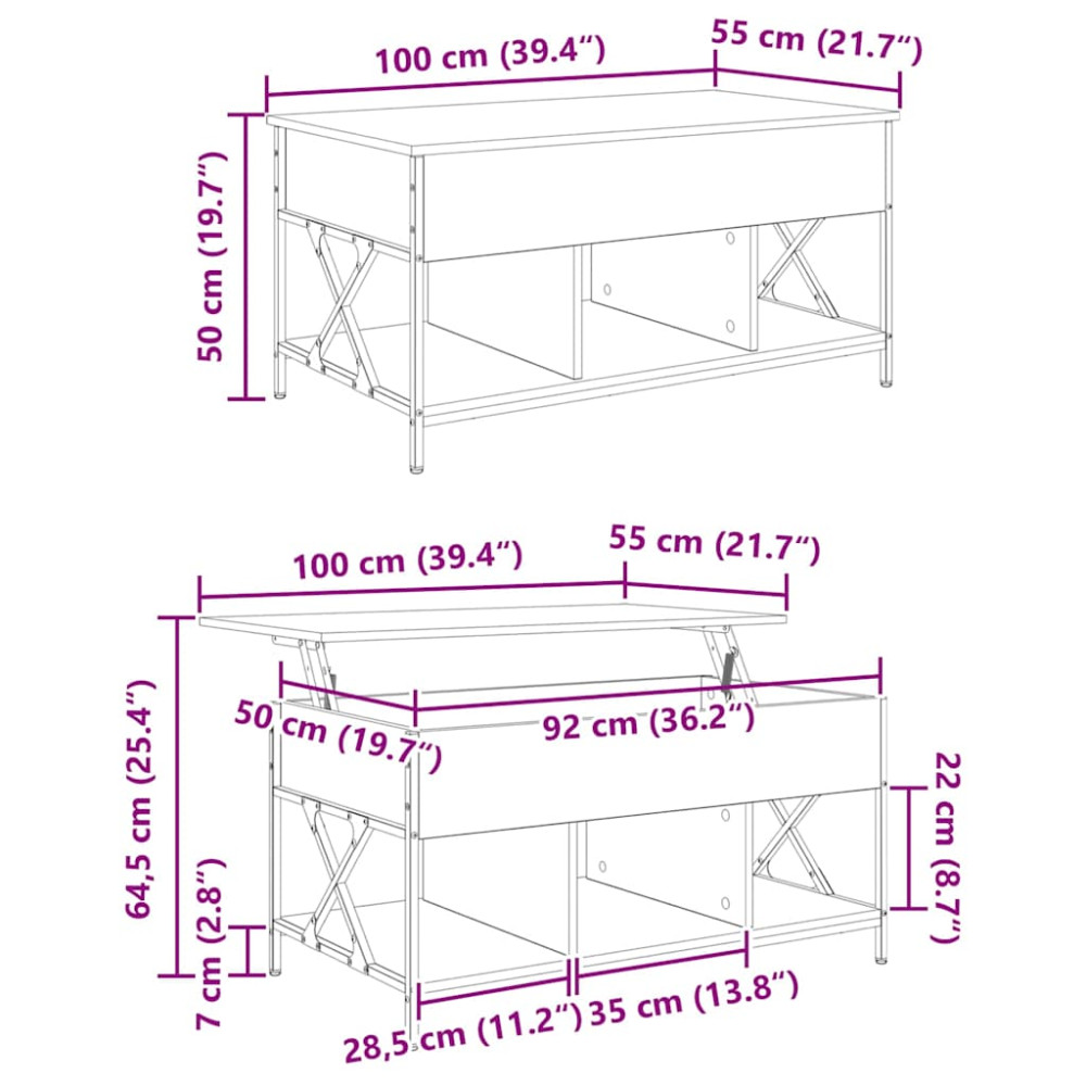 Produktbild för Kaffeebord Svart Ek 100 x 55 x 48.5 cm Konstruerat trä