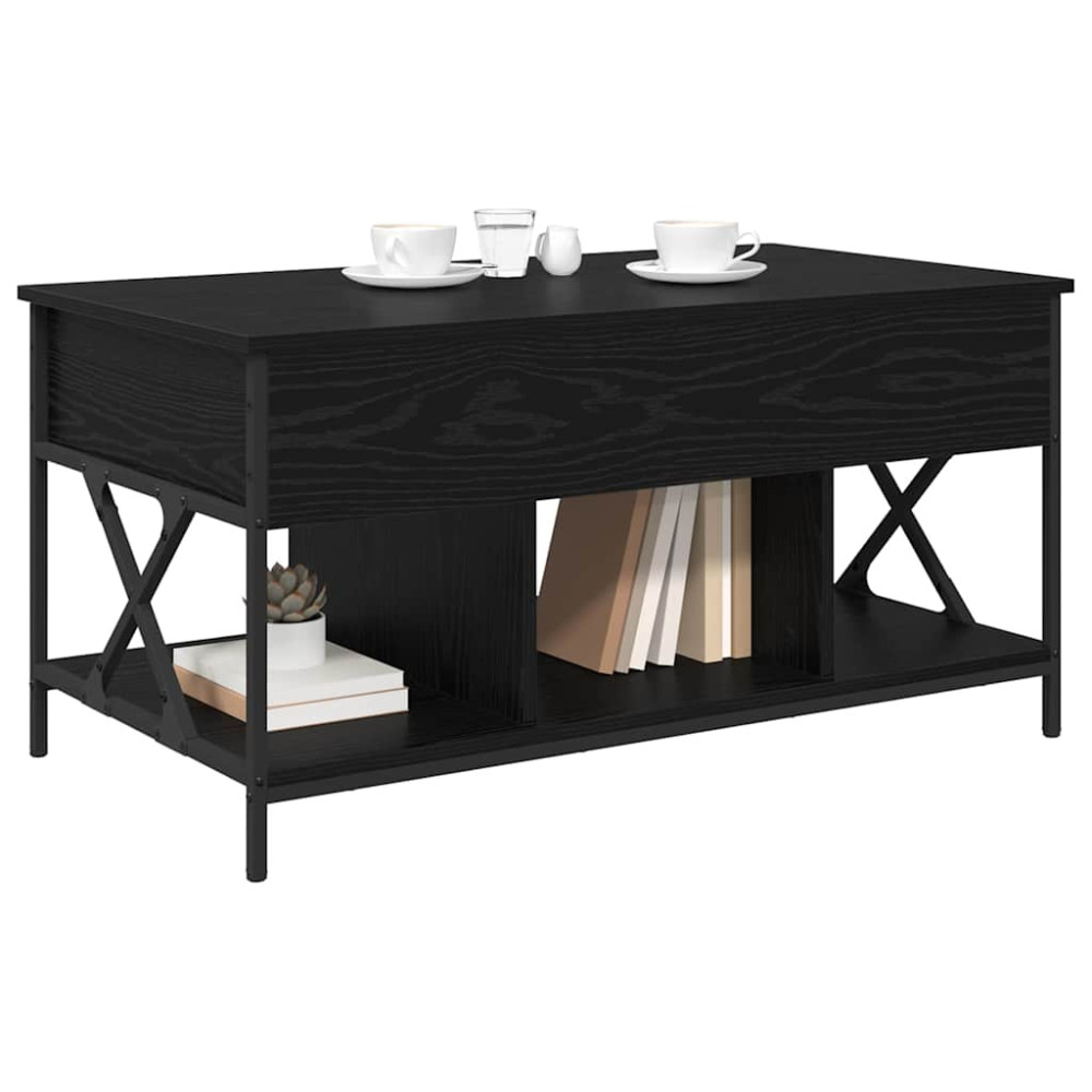 Produktbild för Kaffeebord Svart Ek 100 x 55 x 48.5 cm Konstruerat trä