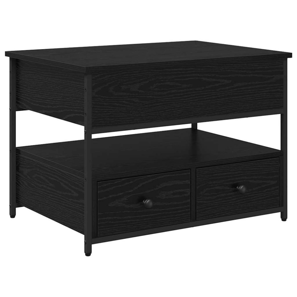 Produktbild för Kaffeebord med låda Svart Ek 70 x 50 x 54.5 cm Konstruerat trä