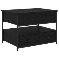 Produktbild för Kaffeebord med låda Svart Ek 70 x 50 x 54.5 cm Konstruerat trä