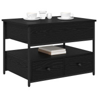 Produktbild för Kaffeebord med låda Svart Ek 70 x 50 x 54.5 cm Konstruerat trä