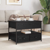 Produktbild för Kaffeebord med låda Svart Ek 70 x 50 x 54.5 cm Konstruerat trä