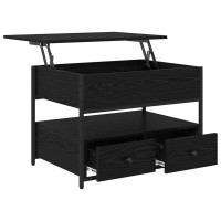 Produktbild för Kaffeebord med låda Svart Ek 70 x 50 x 54.5 cm Konstruerat trä