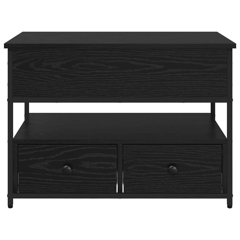 Produktbild för Kaffeebord med låda Svart Ek 70 x 50 x 54.5 cm Konstruerat trä