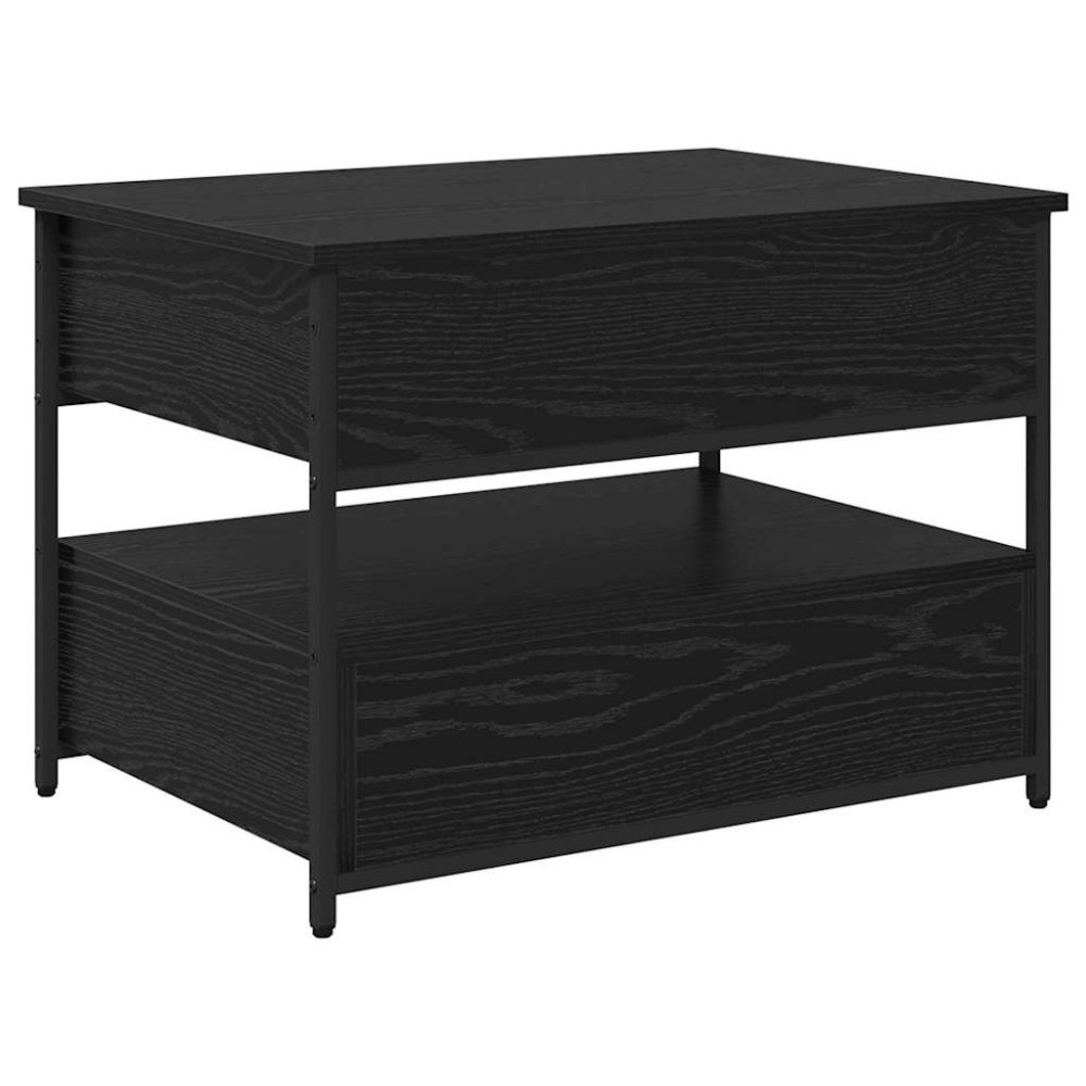 Produktbild för Kaffeebord med låda Svart Ek 70 x 50 x 54.5 cm Konstruerat trä