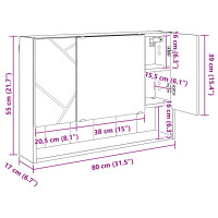 Produktbild för Spegelskåp Högblanka vita 80 x 17 x 55 cm Konstruerat trä