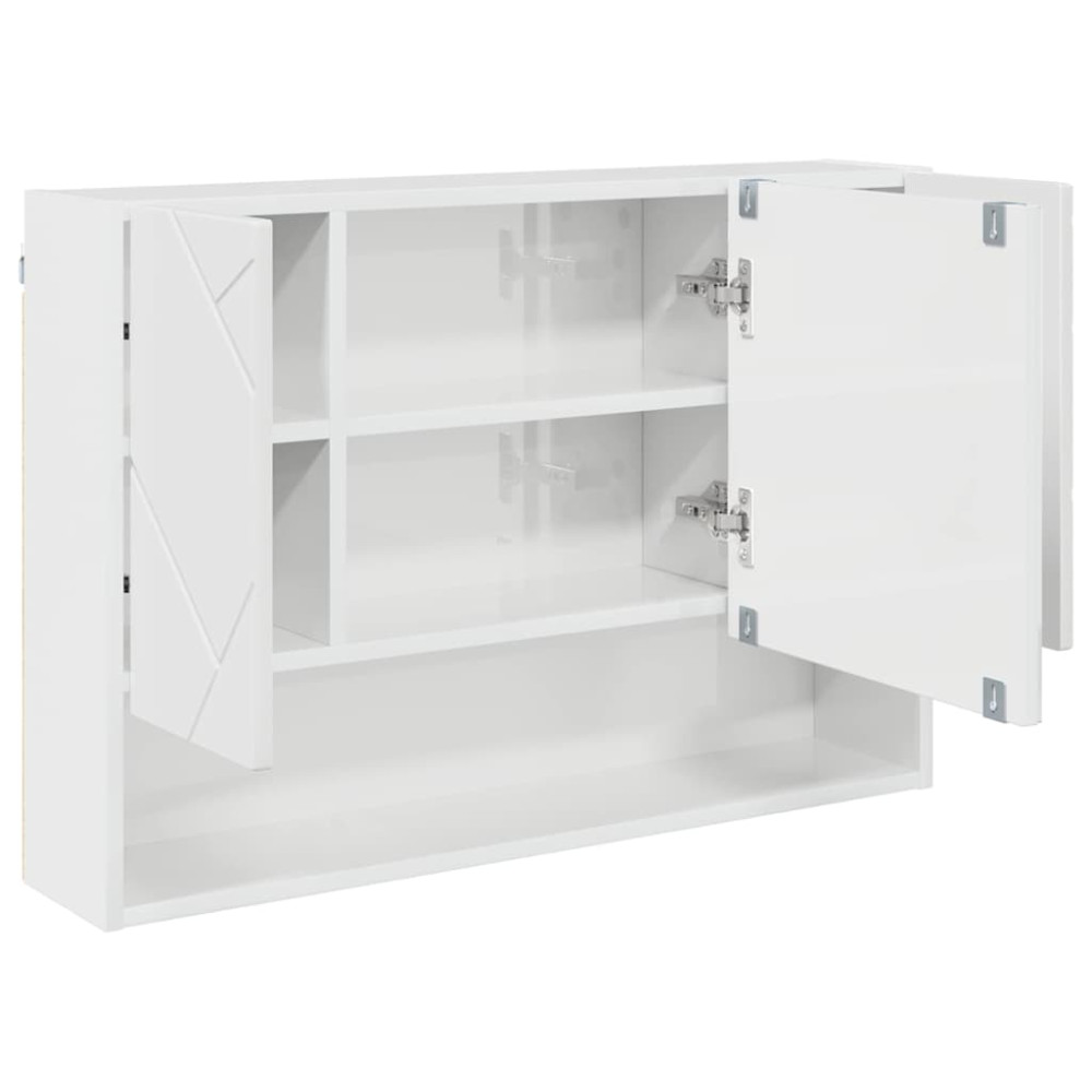 Produktbild för Spegelskåp Högblanka vita 80 x 17 x 55 cm Konstruerat trä