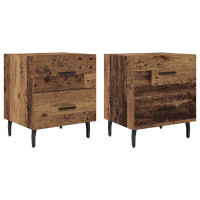 Produktbild för Nattduksbord med låda 2 pcs Gammalt trä 40 x 35 x 47,5 cm