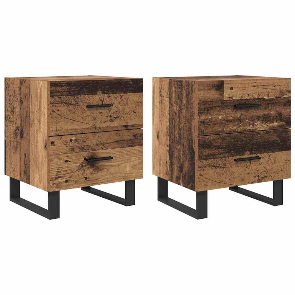 Produktbild för Nattduksbord 2 pcs Gammalt trä och svart 40 x 35 x 47,5 cm