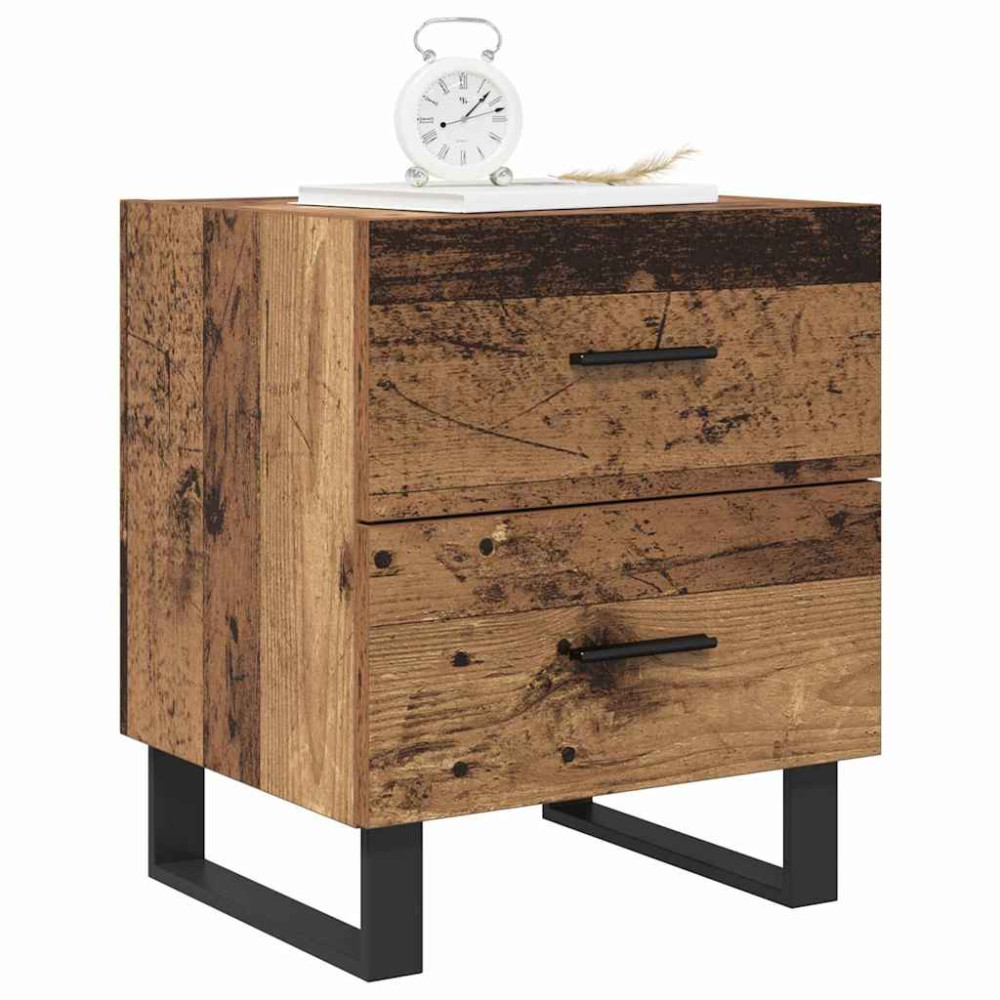 Produktbild för Nattduksbord 2 pcs Gammalt trä och svart 40 x 35 x 47,5 cm