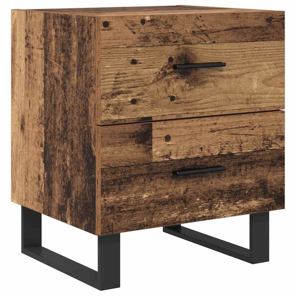 Produktbild för Nattduksbord 2 pcs Gammalt trä och svart 40 x 35 x 47,5 cm