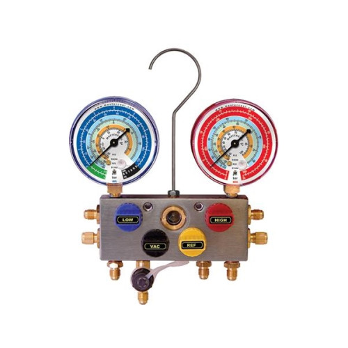 Solar Plus Mastercool Analog 4-vejs manifold Ø80 for R32, R410a, R407C,...