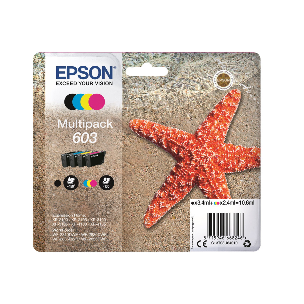 Produktbild för Epson 603 Multipack - 4-pack - svart, gul, cyan, magenta - original - bläckpatron