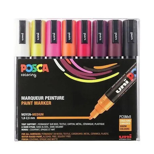 POSCA Marker Uni Posca Corner PC-5M-8 Warm Colors ass. färger