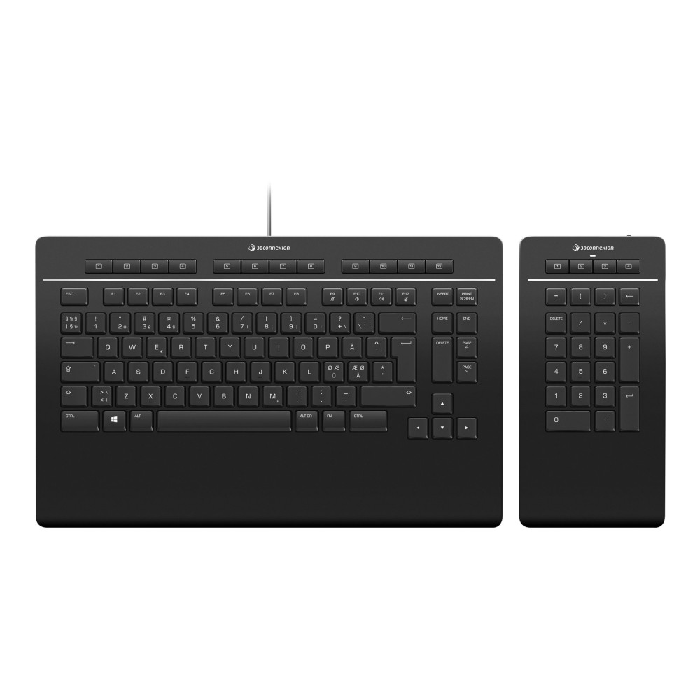 Produktbild för 3Dconnexion Keyboard Pro with Numpad - tangentbord och numerisk knappsats - QWERTY - Nordisk Inmatningsenhet