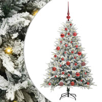 Produktbild för Konstgjord Förbelyst Julgran med Bollsats Grön 150 cm