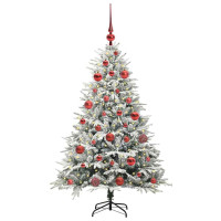 Produktbild för Konstgjord Förbelyst Julgran med Bollsats Grön 150 cm