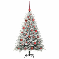 Produktbild för Konstgjord Förbelyst Julgran med Bollsats Grön 150 cm