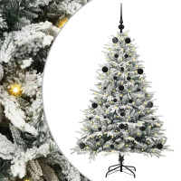 Produktbild för Konstgjord Förbelyst Julgran med Bollsats Grön 150 cm