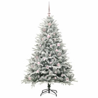 Produktbild för Konstgjord Förbelyst Julgran med Bollsats Grön 150 cm