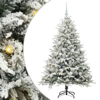 Produktbild för Konstgjord Förbelyst Julgran med Bollsats Grön 150 cm