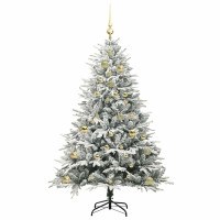 Produktbild för Konstgjord Förbelyst Julgran med Bollsats Grön 150 cm