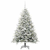 Produktbild för Konstgjord Förbelyst Julgran med Bollsats Grön 150 cm