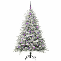 Produktbild för Konstgjord Förbelyst Julgran med Bollsats Grön 150 cm
