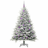 Produktbild för Konstgjord Förbelyst Julgran med Bollsats Grön 150 cm