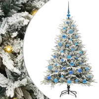 Produktbild för Konstgjord Förbelyst Julgran med Bollsats Grön 150 cm