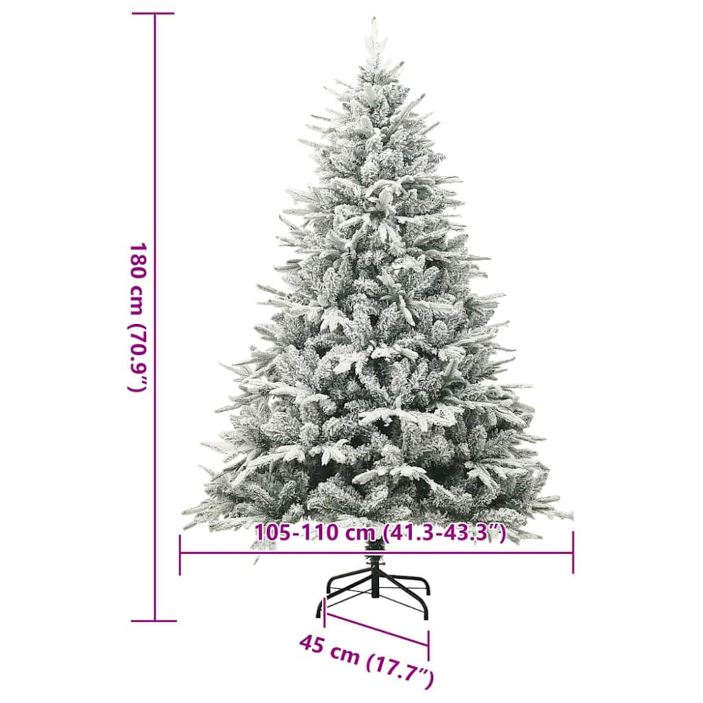 Produktbild för Konstgjord förbelyst julgran med stativ Grön 180 cm PVC och PE