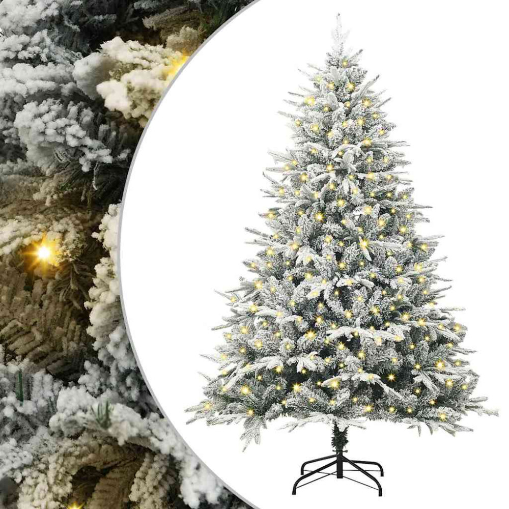 Produktbild för Konstgjord förbelyst julgran med stativ Grön 180 cm PVC och PE