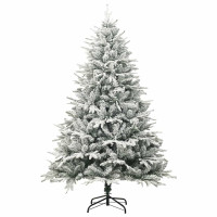 Produktbild för Konstgjord förbelyst julgran med stativ Grön 180 cm PVC och PE