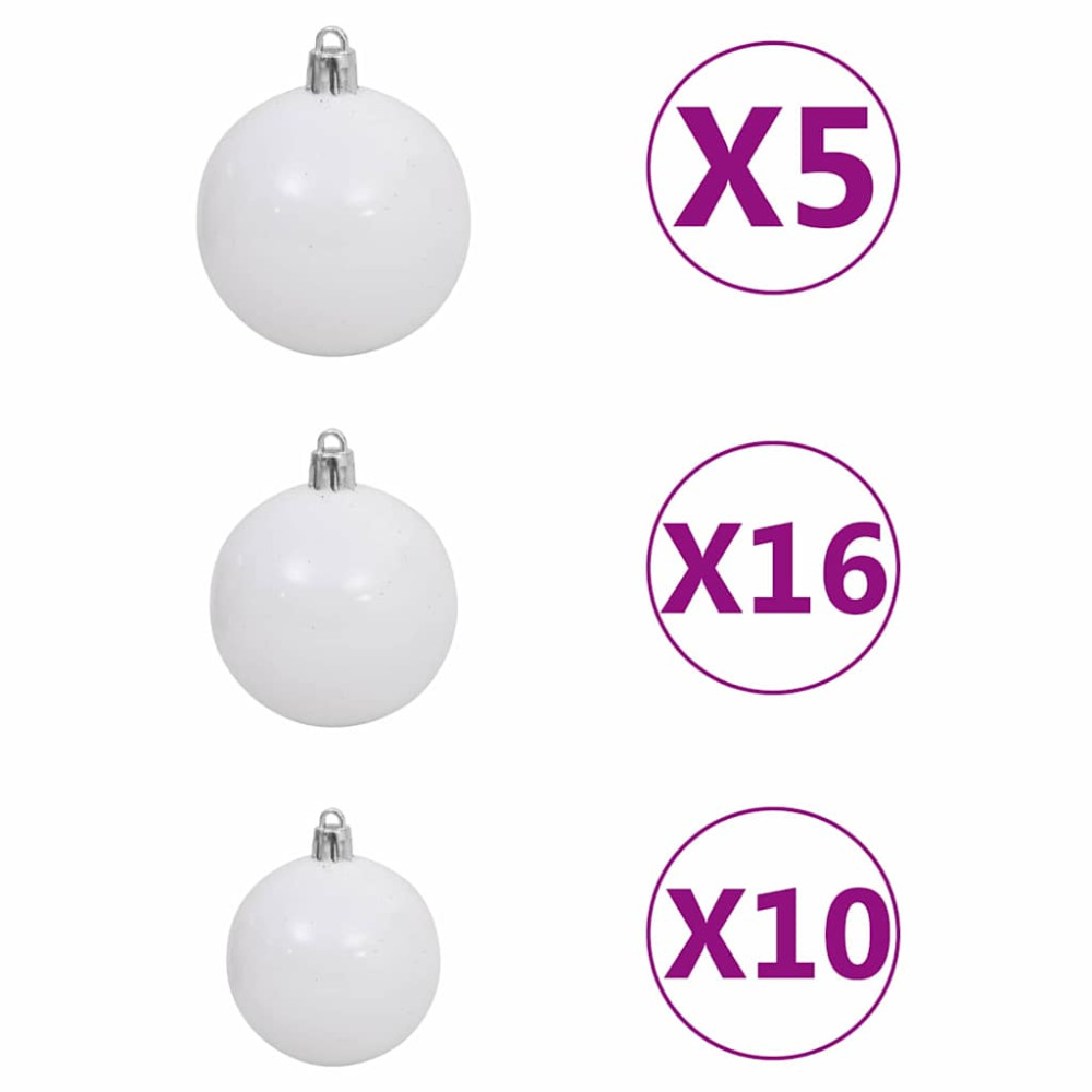 Produktbild för Konstgjord Förbelyst Julgran med Bollsats Grön 180 cm