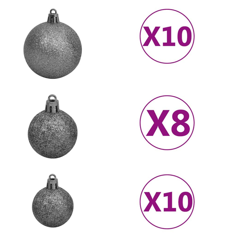 Produktbild för Konstgjord Förbelyst Julgran med Bollsats Grön 180 cm