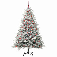 Produktbild för Konstgjord Förbelyst Julgran med Bollsats Grön 180 cm