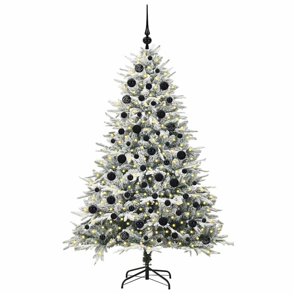 Produktbild för Konstgjord Förbelyst Julgran med Bollsats Grön 180 cm
