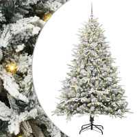 Produktbild för Konstgjord Förbelyst Julgran med Bollsats Grön 180 cm