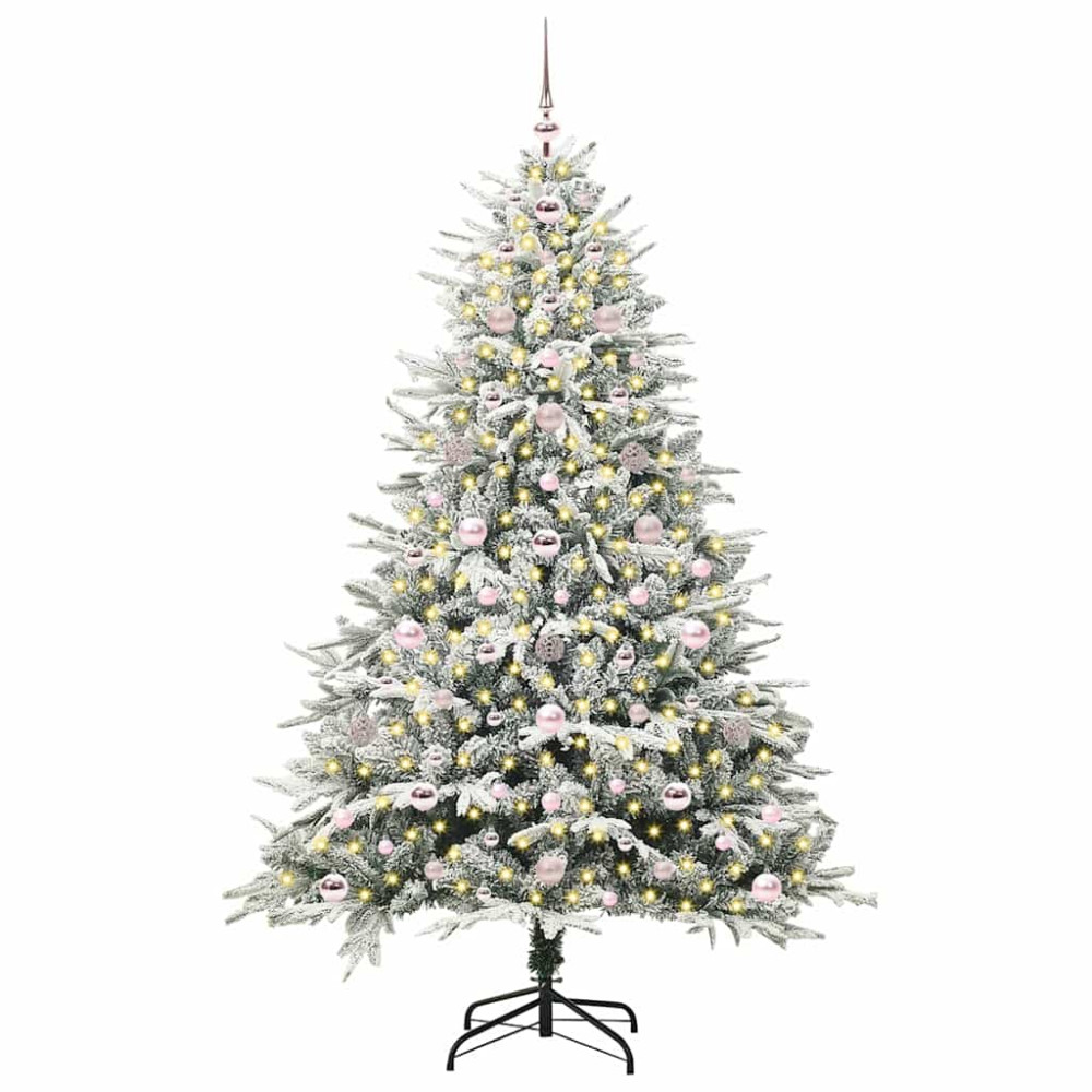 Produktbild för Konstgjord Förbelyst Julgran med Bollsats Grön 180 cm