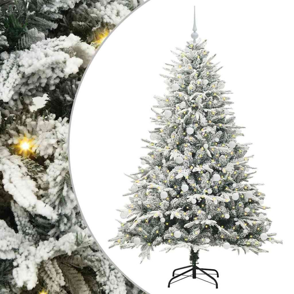 Produktbild för Konstgjord Förbelyst Julgran med Bollsats Grön 180 cm