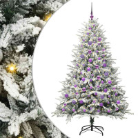 Produktbild för Konstgjord Förbelyst Julgran med Bollsats Grön 180 cm