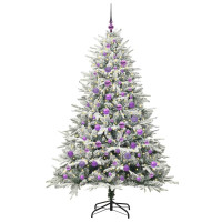 Produktbild för Konstgjord Förbelyst Julgran med Bollsats Grön 180 cm