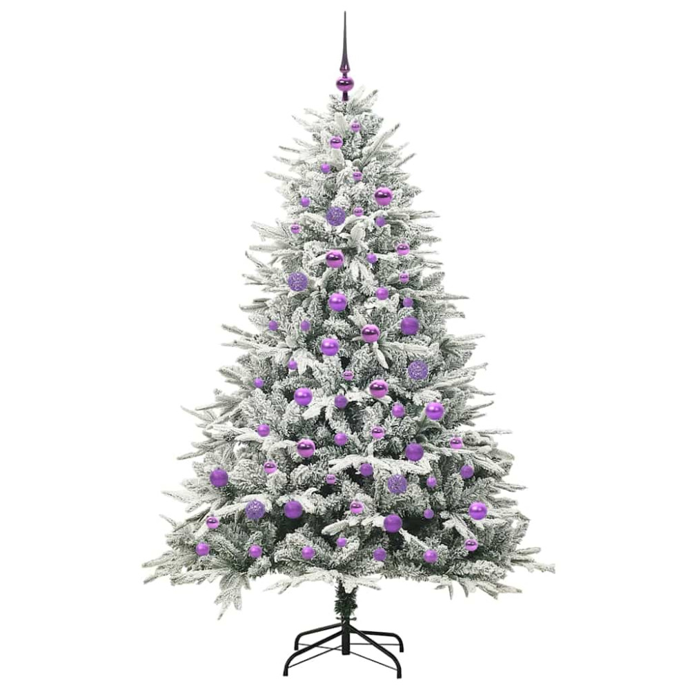 Produktbild för Konstgjord Förbelyst Julgran med Bollsats Grön 180 cm