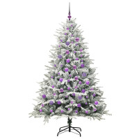 Produktbild för Konstgjord Förbelyst Julgran med Bollsats Grön 180 cm