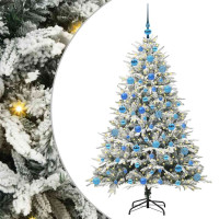 Produktbild för Konstgjord Förbelyst Julgran med Bollsats Grön 180 cm