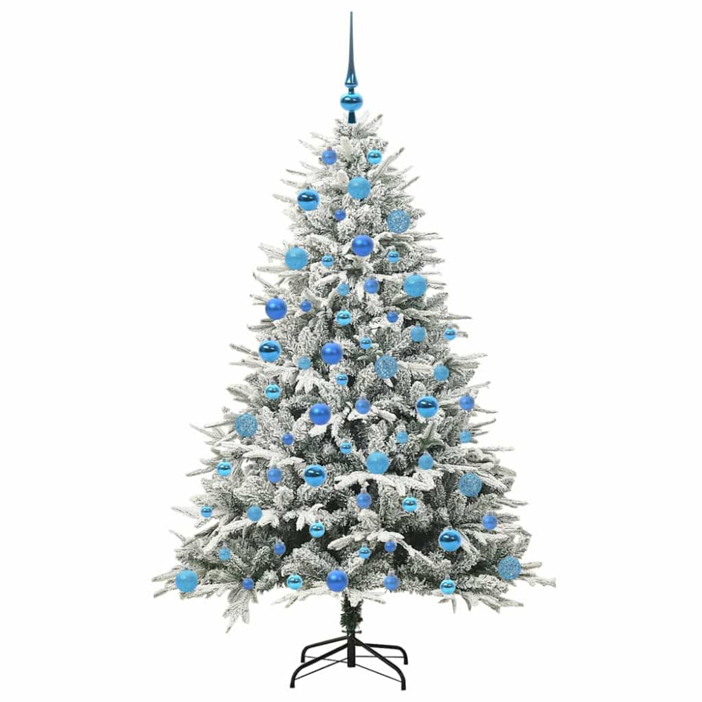 Produktbild för Konstgjord Förbelyst Julgran med Bollsats Grön 180 cm