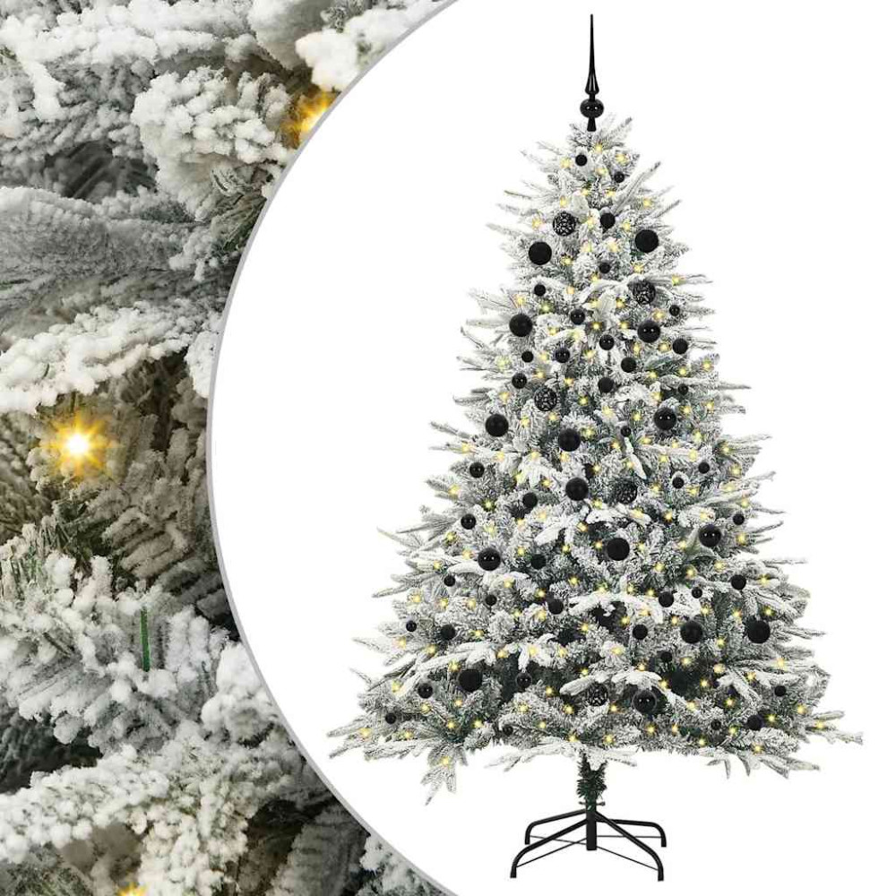 Produktbild för Konstgjord Förbelyst Julgran med Bollsats Grön 210 cm