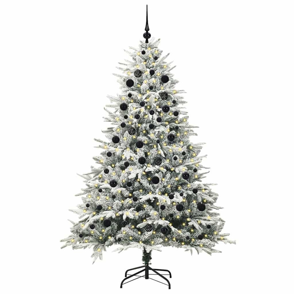 Produktbild för Konstgjord Förbelyst Julgran med Bollsats Grön 210 cm