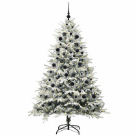 Produktbild för Konstgjord Förbelyst Julgran med Bollsats Grön 210 cm