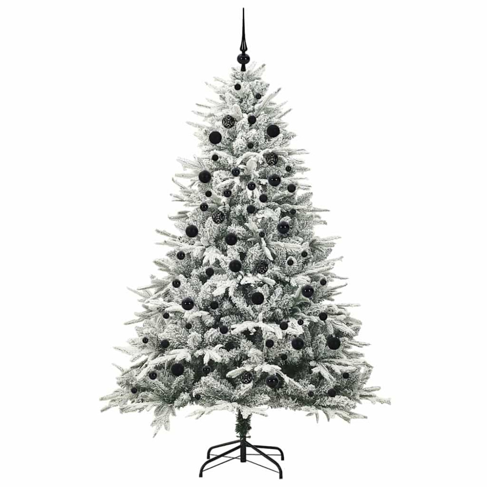 Produktbild för Konstgjord Förbelyst Julgran med Bollsats Grön 210 cm